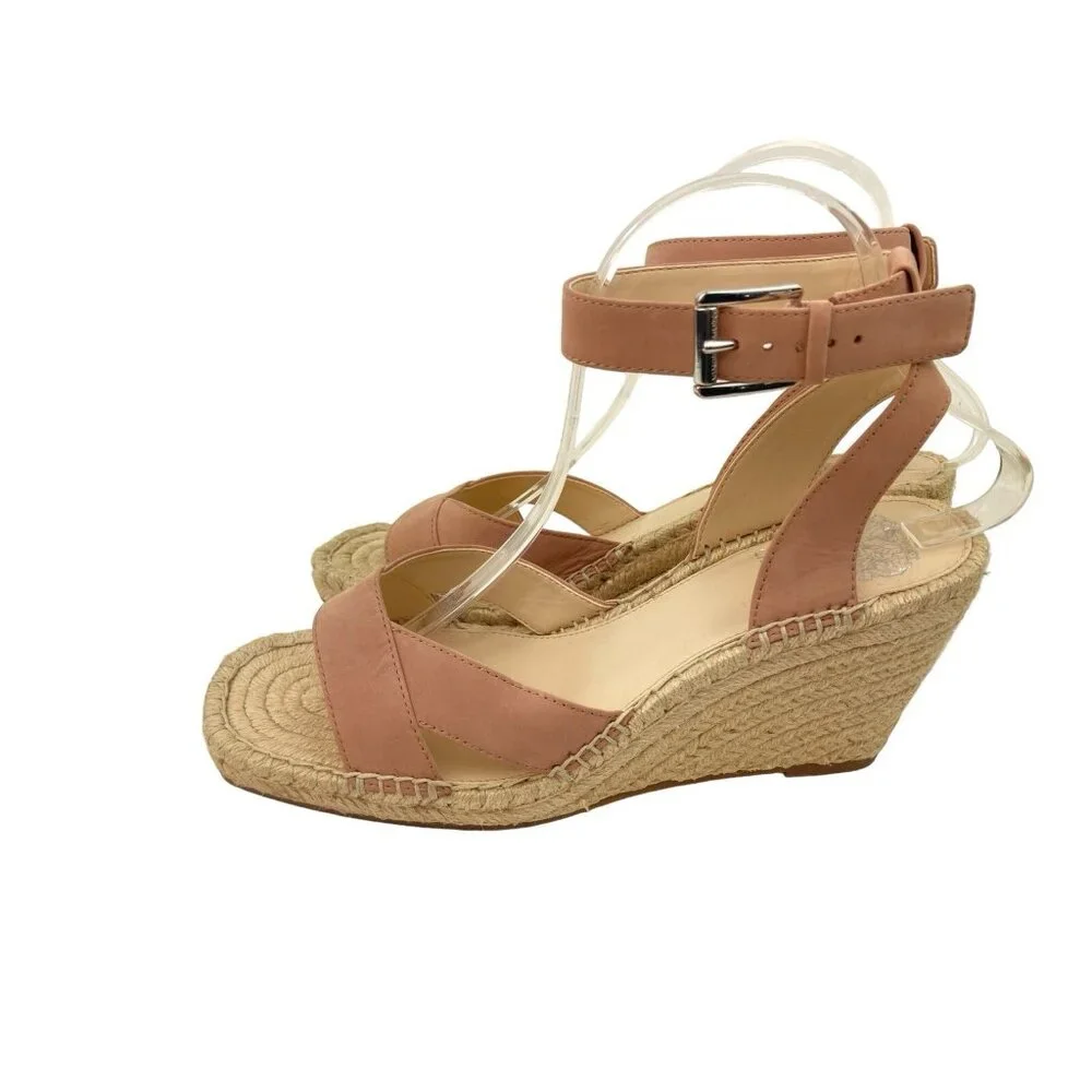 *Vince Camuto Meehan Espadrille Wedge Heel Sandals Womens 9 Blush Pink Festival